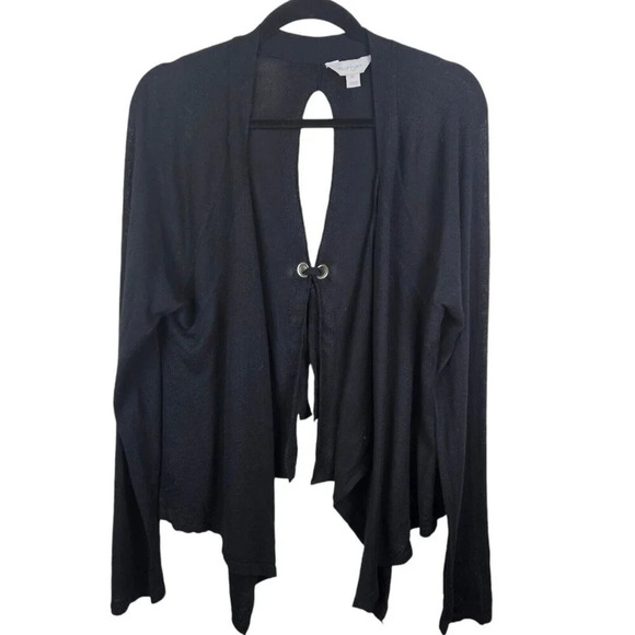Belle Sky Black‎ Long Sleeve Sweater Cardigan Tie in Back Size X-Large - Picture 9 of 9